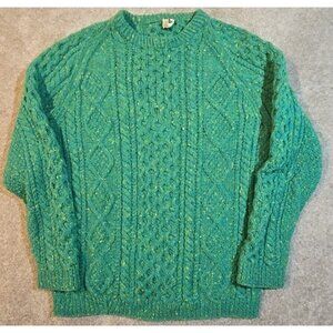 Blarney Ireland Vtg Wool Fisherman's Sweater Cable Knit Irish Green Men's XL